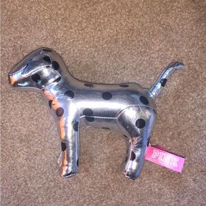 Silver and black polka dot PINK dog